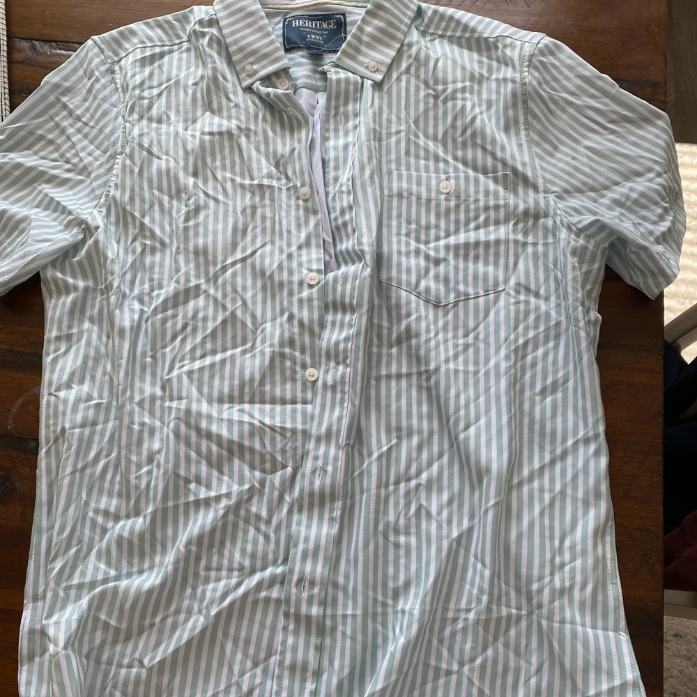 Performance Short Sleeved Button Down Striped